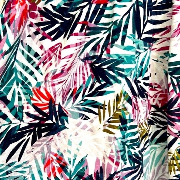 Beachlunchlounge - Colorful Bright Palm Leaves Button Up Midi Dress Size Small - Picture 12 of 12
